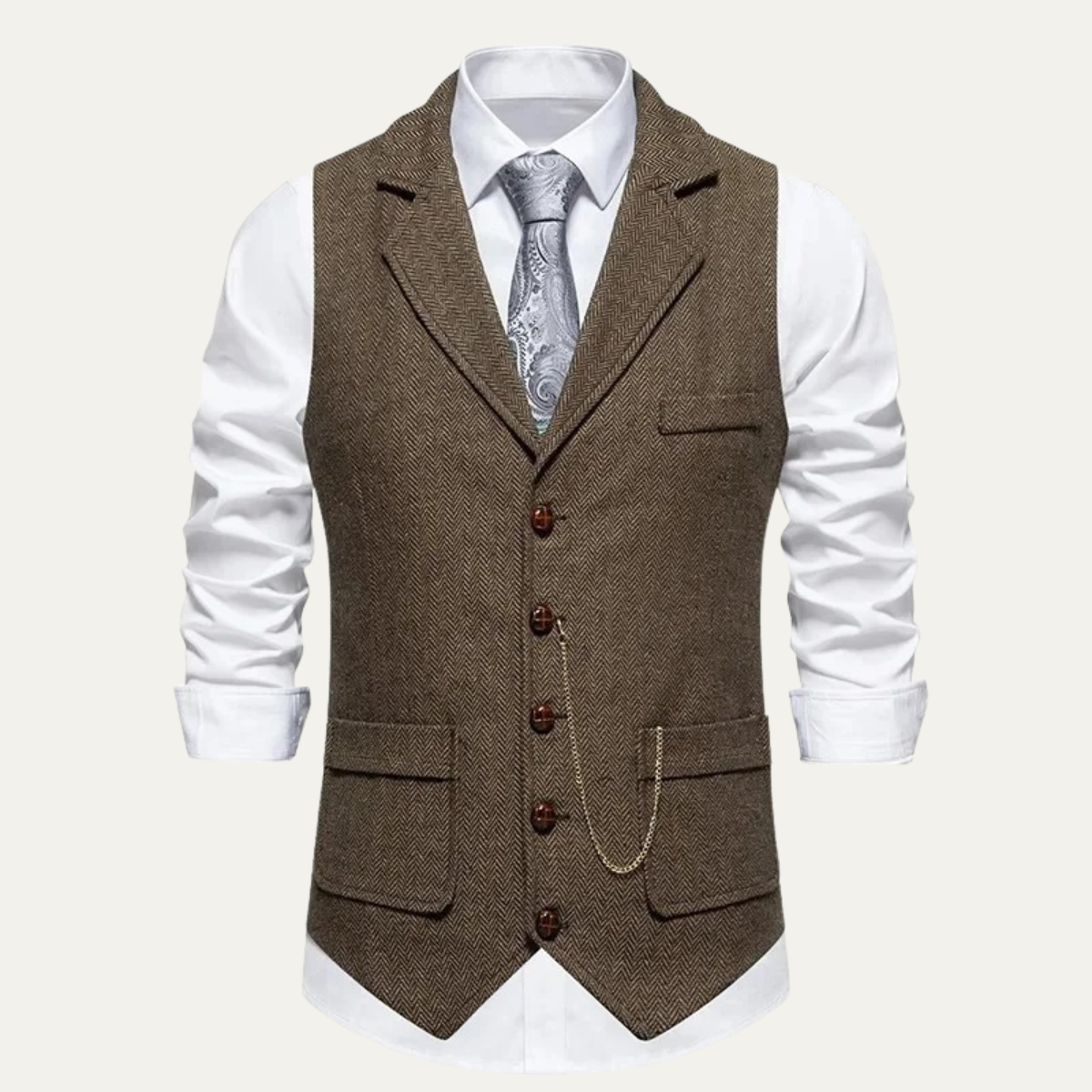 The Wallingford – Gilet Homme Sans Manches Laine Motif Chevrons Élégant