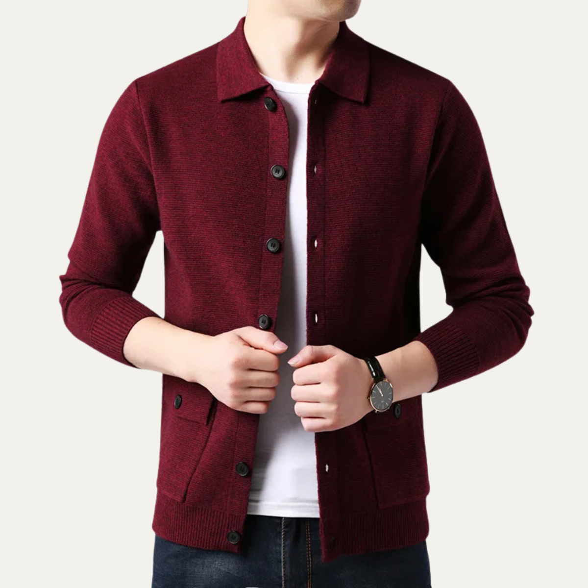 The Skye – Cardigan Col Chemise Boutonné Homme