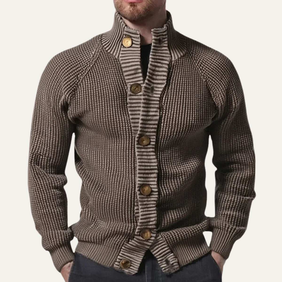The Pozzuoli – Cardigan Boutonné Col Montant Homme