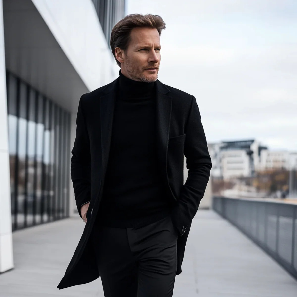 The Glastonbury Manteau long classique et élégant d’hiver pour homme