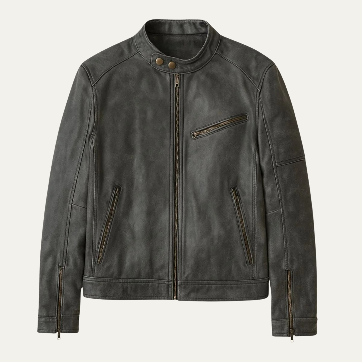 The Malmesbury Veste de motard classique en cuir pour homme