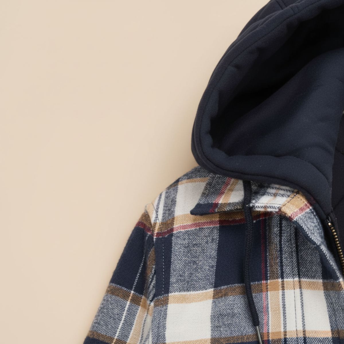 The Cinque Terre Veste d'hiver décontractée à carreaux avec doublure en polaire et capuche pour homme