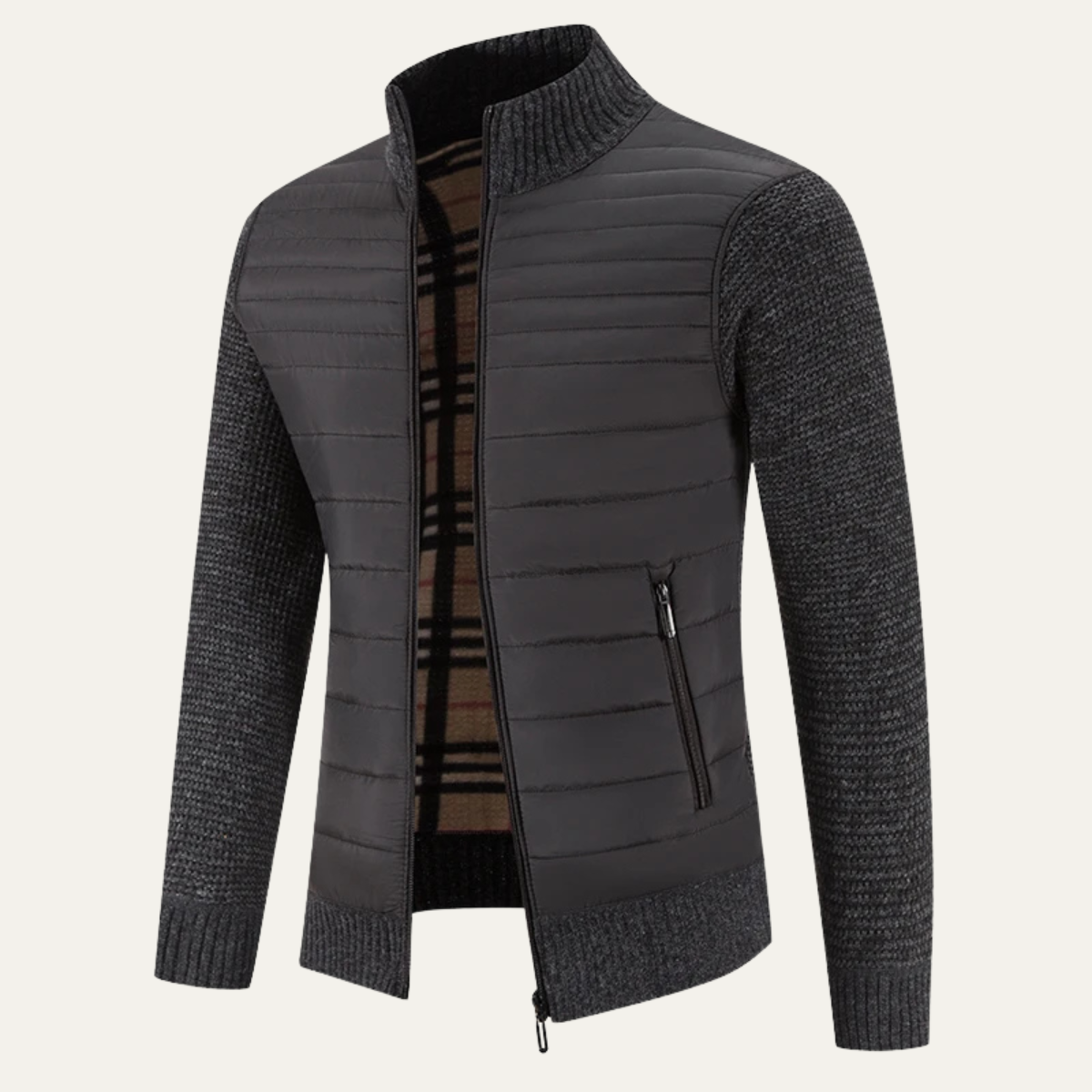 The Cardiff Veste d’Hiver en Tricot pour Homme avec Doublure en Polaire