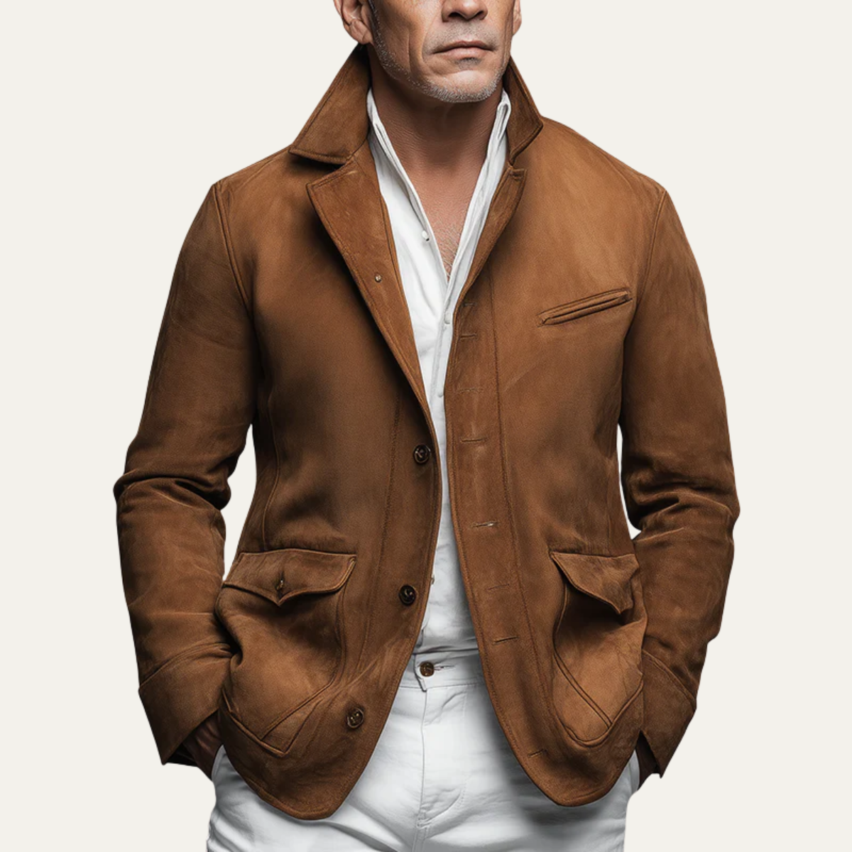 The Glasgow Veste blazer en daim marron pour homme – Style business élégant