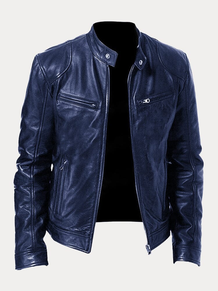 The Moltrasio Veste de moto classique en cuir avec fermeture éclair pour homme