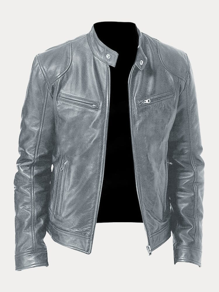 The Moltrasio Veste de moto classique en cuir avec fermeture éclair pour homme