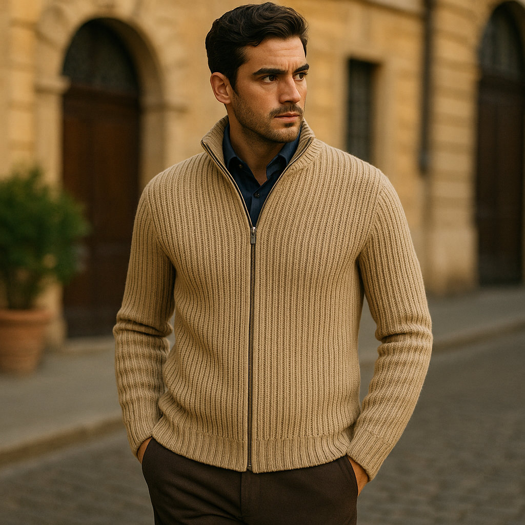 The Windsor - Cardigan élégant à fermeture éclair pour homme