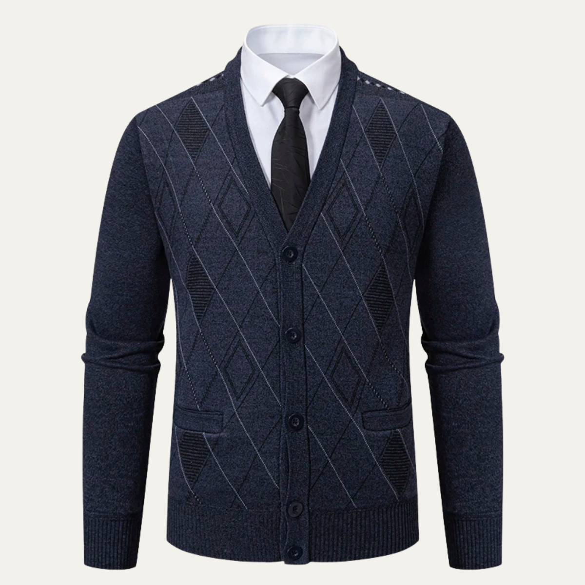 The Rosendale - Cardigan Tricoté à Boutons en V pour Hommes