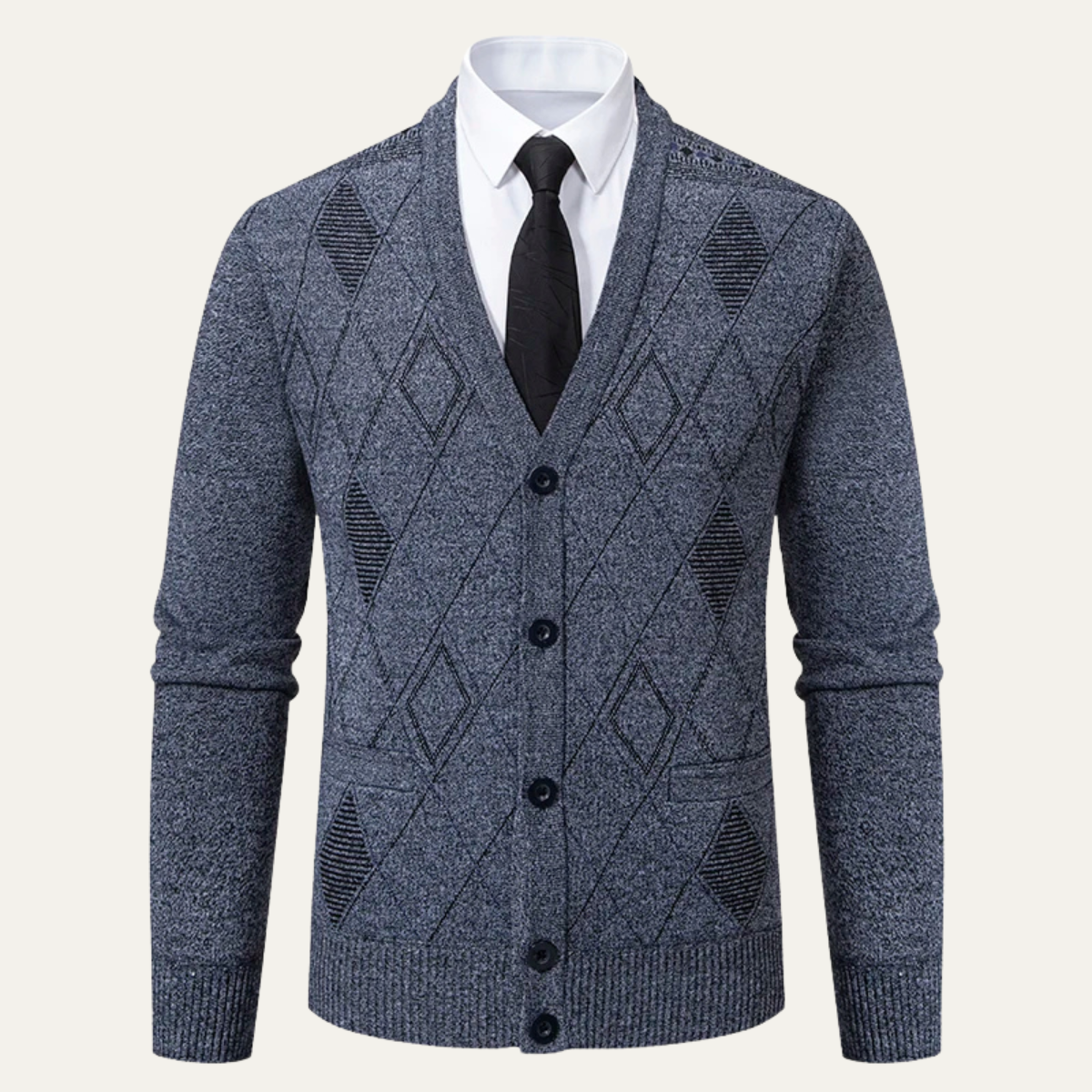 The Rosendale - Cardigan Tricoté à Boutons en V pour Hommes