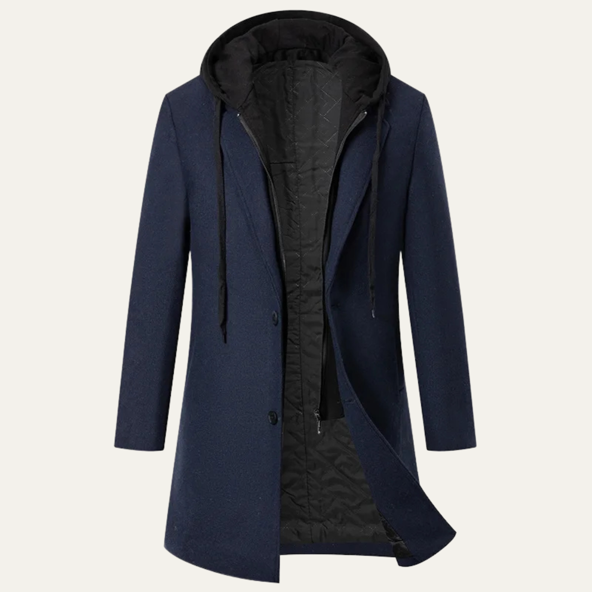 The Arundel - Manteau à capuche en laine pour homme avec doublure matelassée
