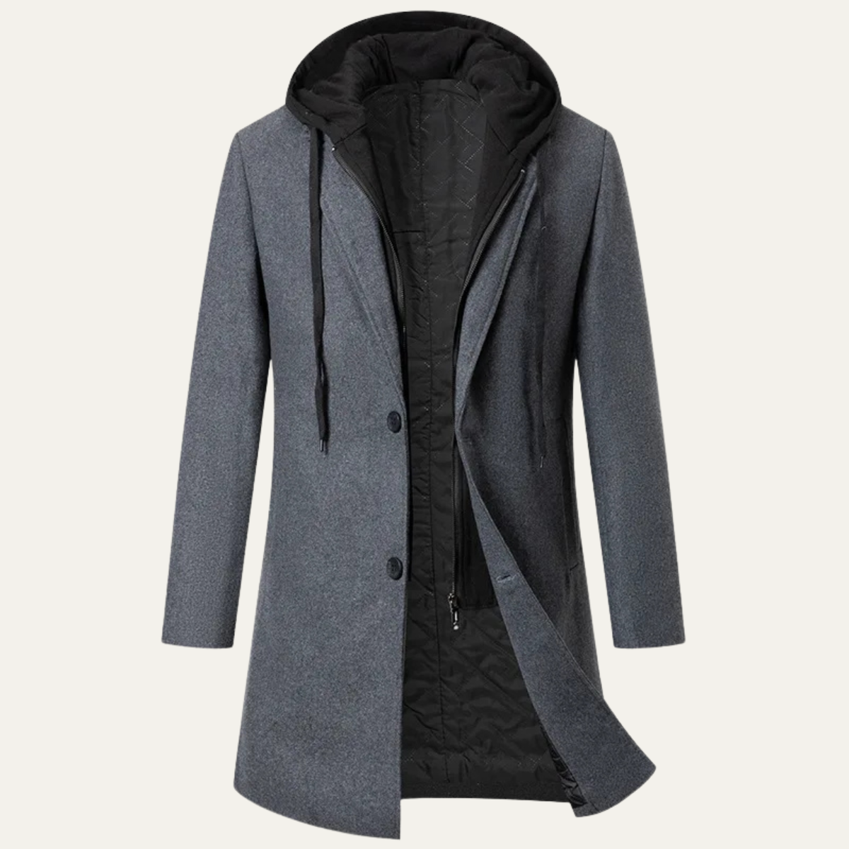 The Arundel - Manteau à capuche en laine pour homme avec doublure matelassée