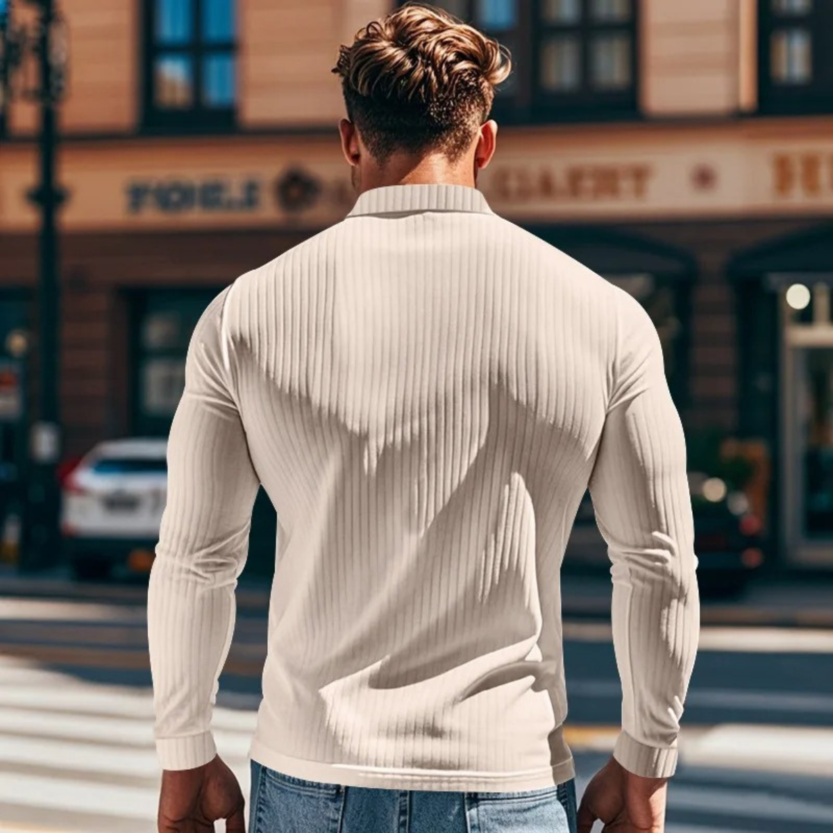 The Sorrento – Polo homme en maille côtelée à col boutonné