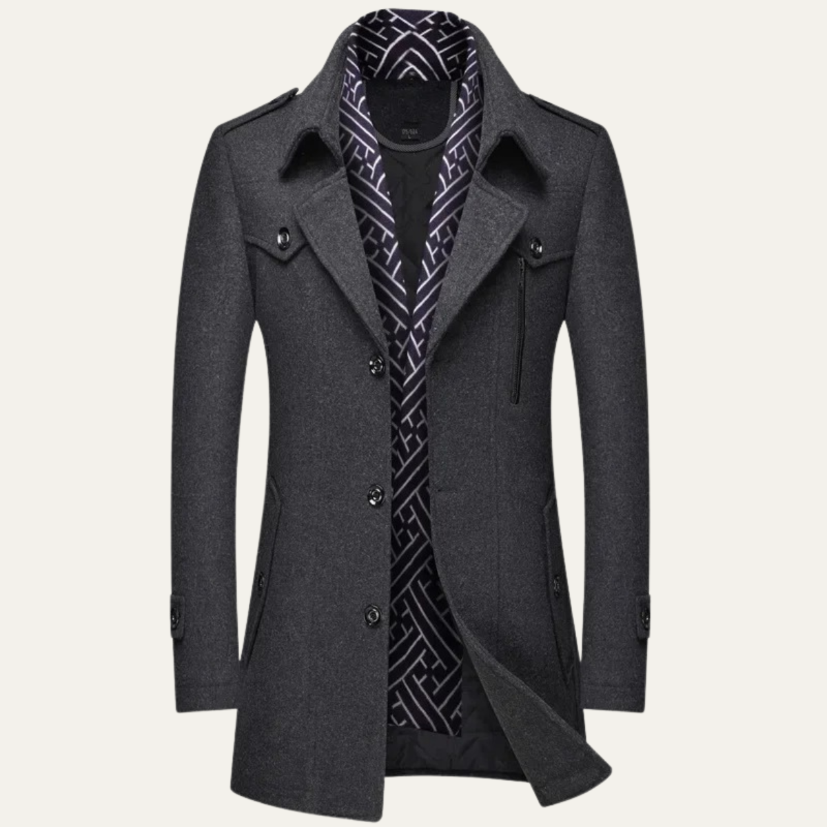 The Siena - Manteau long pour homme en laine mélangée avec col à revers