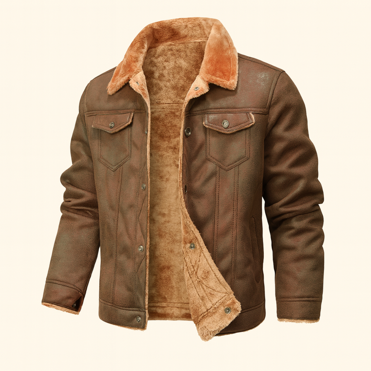 The Wrexham Veste en cuir vintage avec doublure en peau de mouton pour homme