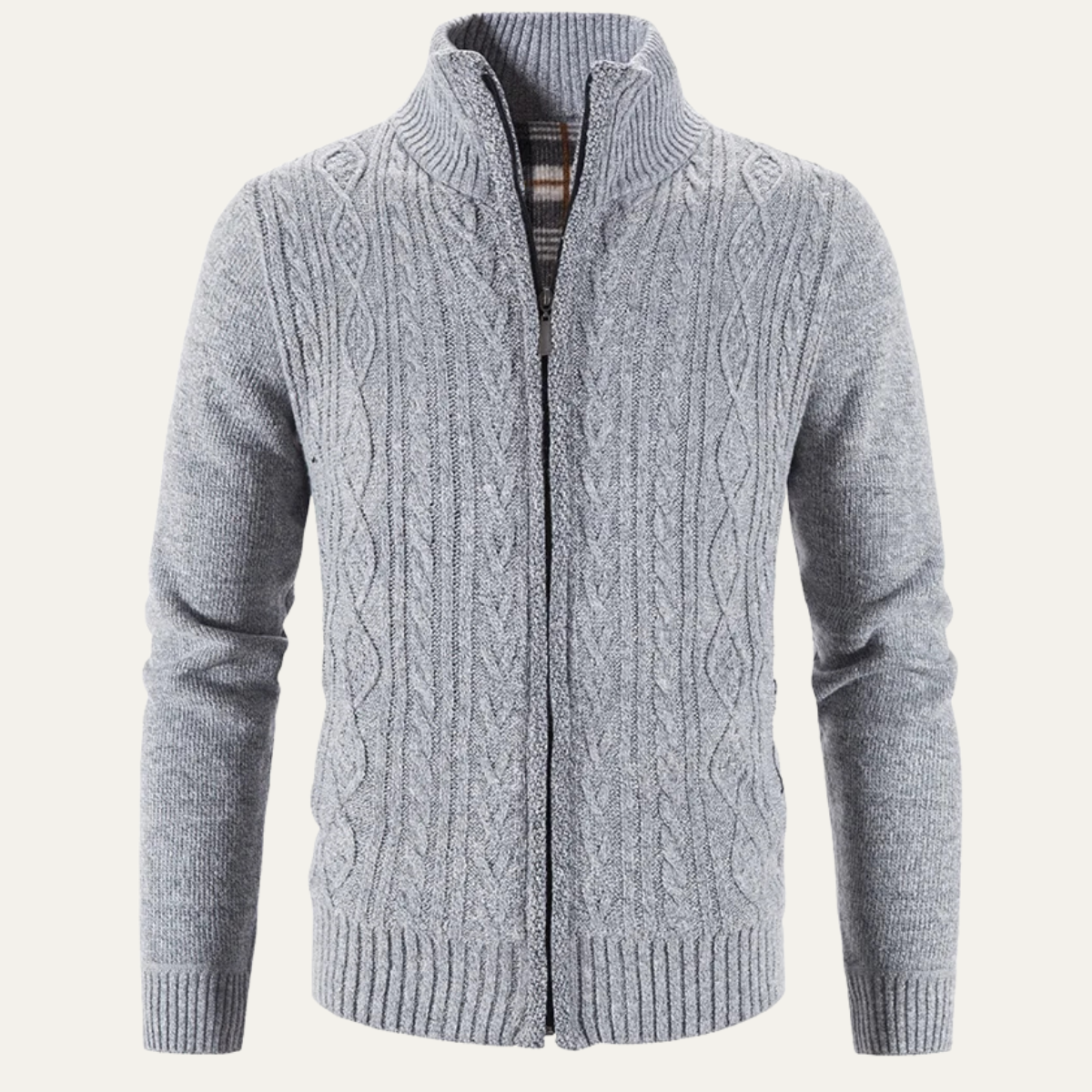 The Pienza - Veste Tricotée Zippée en Fleece Chaud pour Hommes