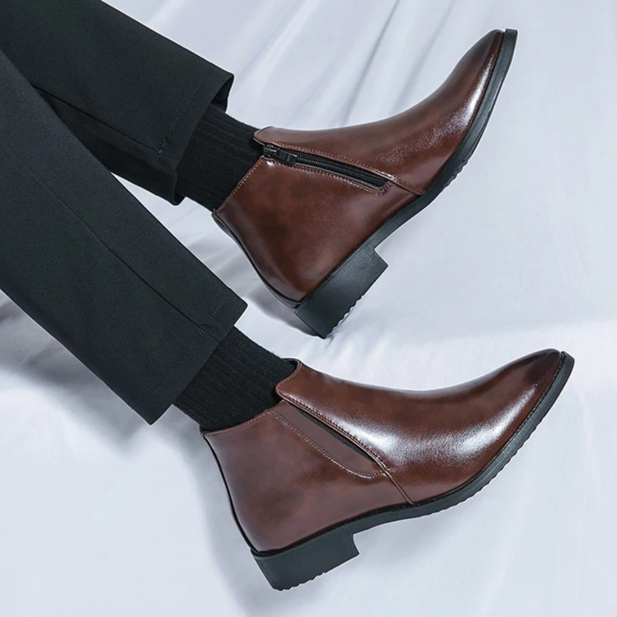 The Panarea - Bottes Chelsea Slip-On en Cuir Classiques pour Hommes