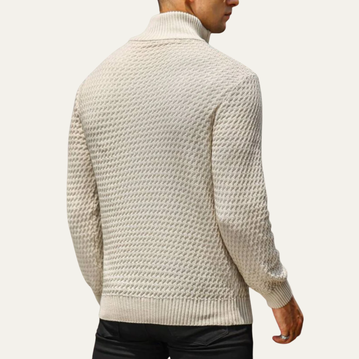 The Riviera Pull en maille tricotée de luxe pour homme à col quart zip