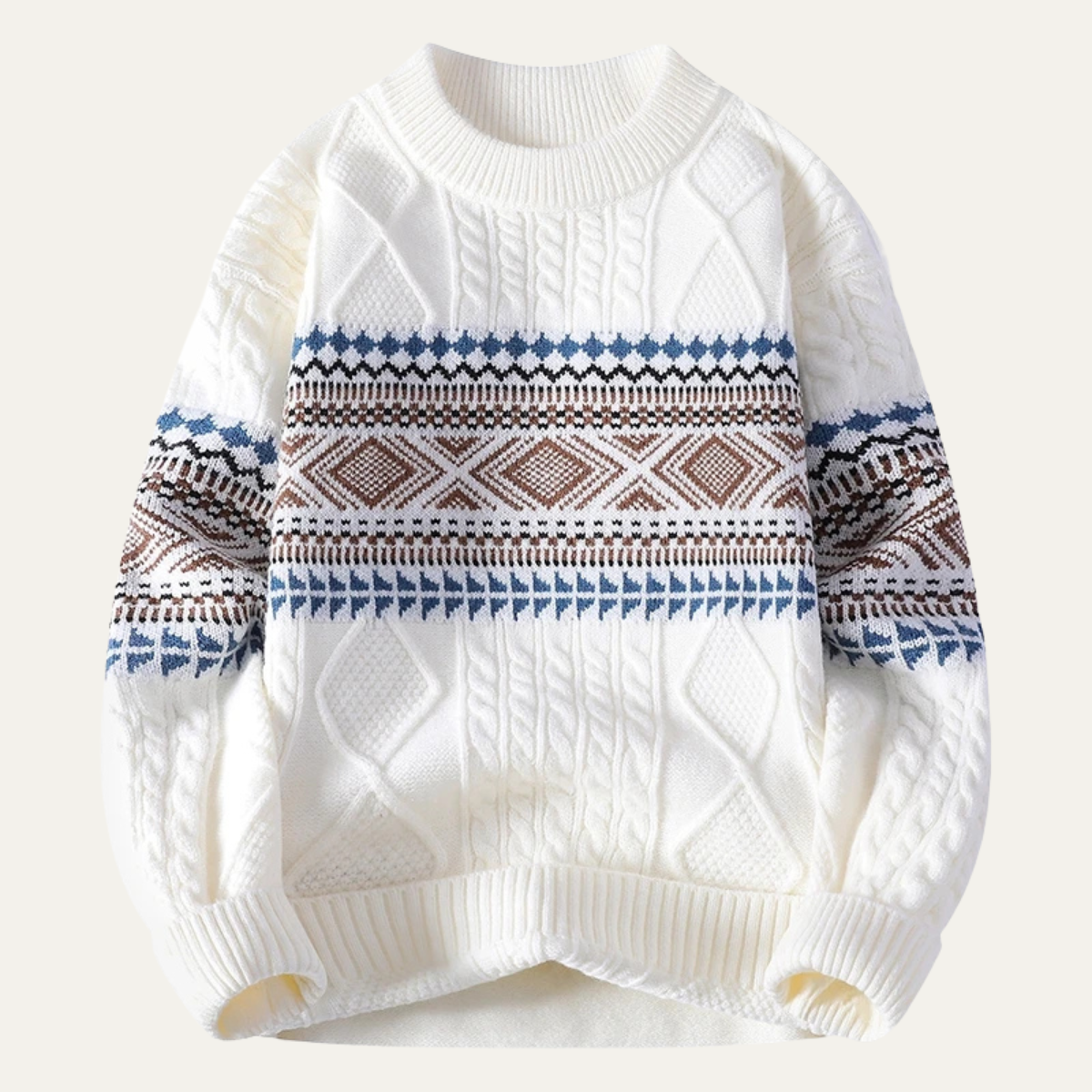 The Crestmoor - Pull chaud en tricot à motif nordique pour homme