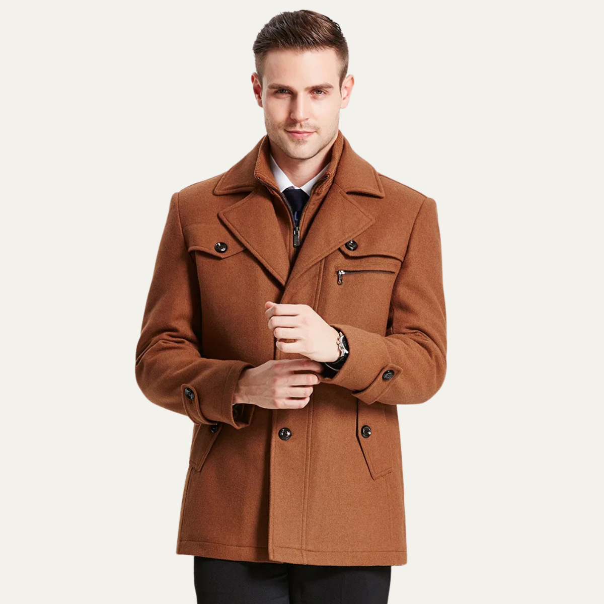 The Belgravia - Trench-coat pour homme en laine mélangée avec doublure matelassée