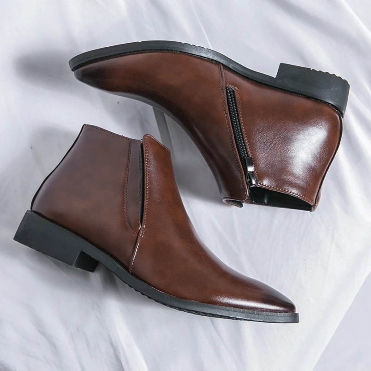 The Panarea - Bottes Chelsea Slip-On en Cuir Classiques pour Hommes