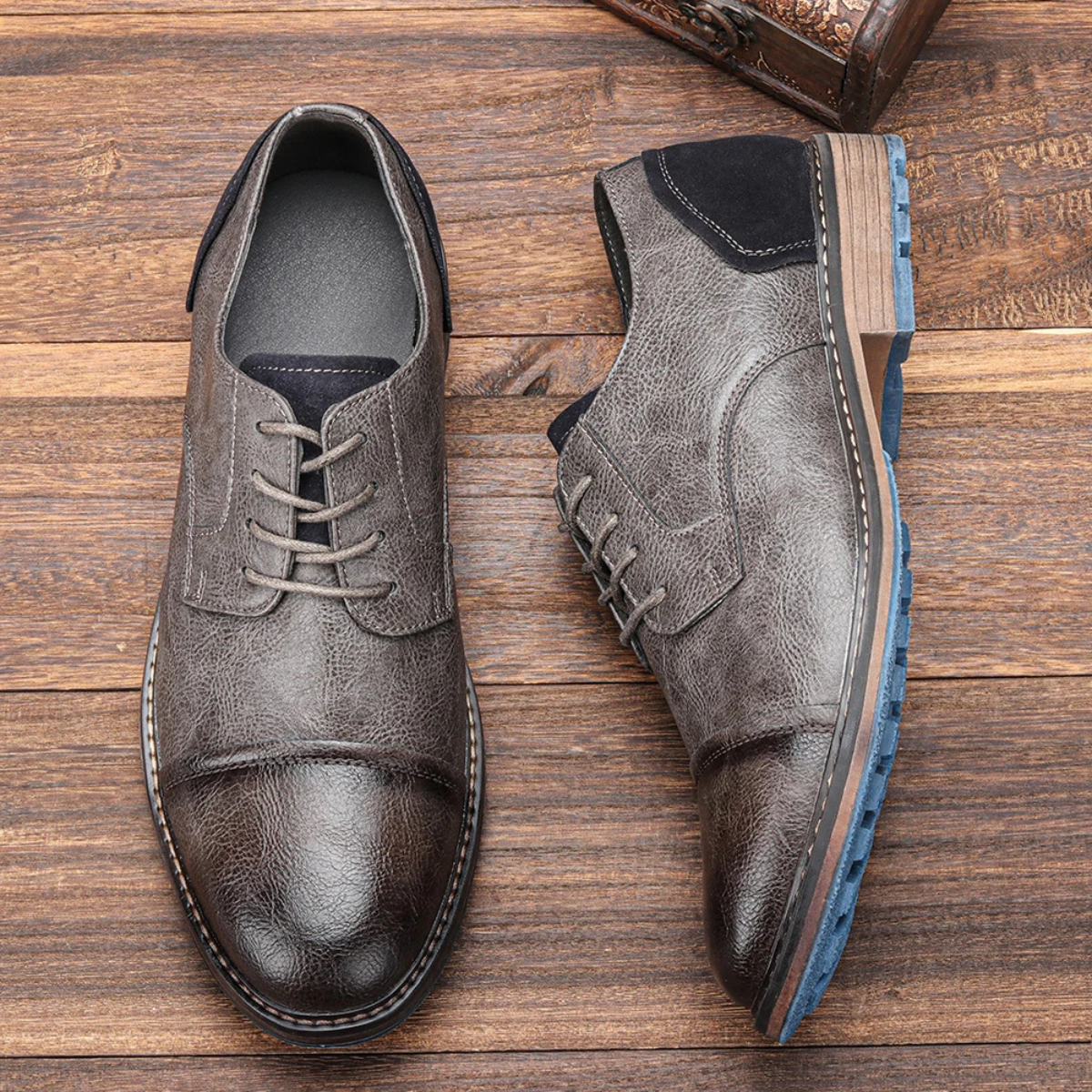 The Monferrato Chaussures Oxford en cuir à lacets rétro pour hommes