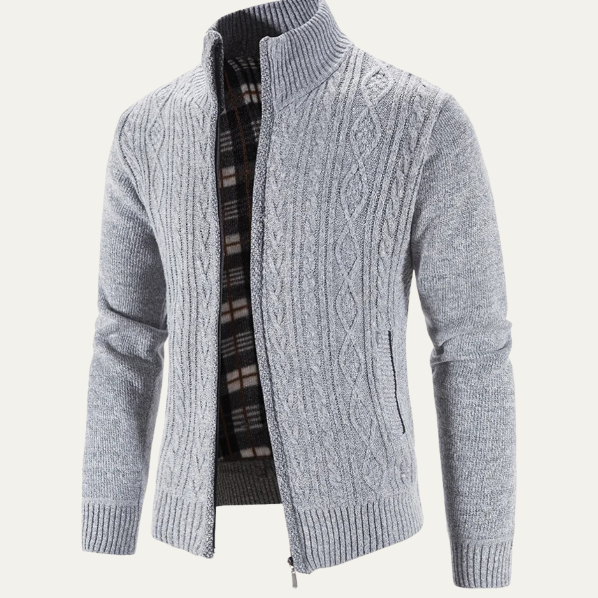 The Pienza - Veste Tricotée Zippée en Fleece Chaud pour Hommes