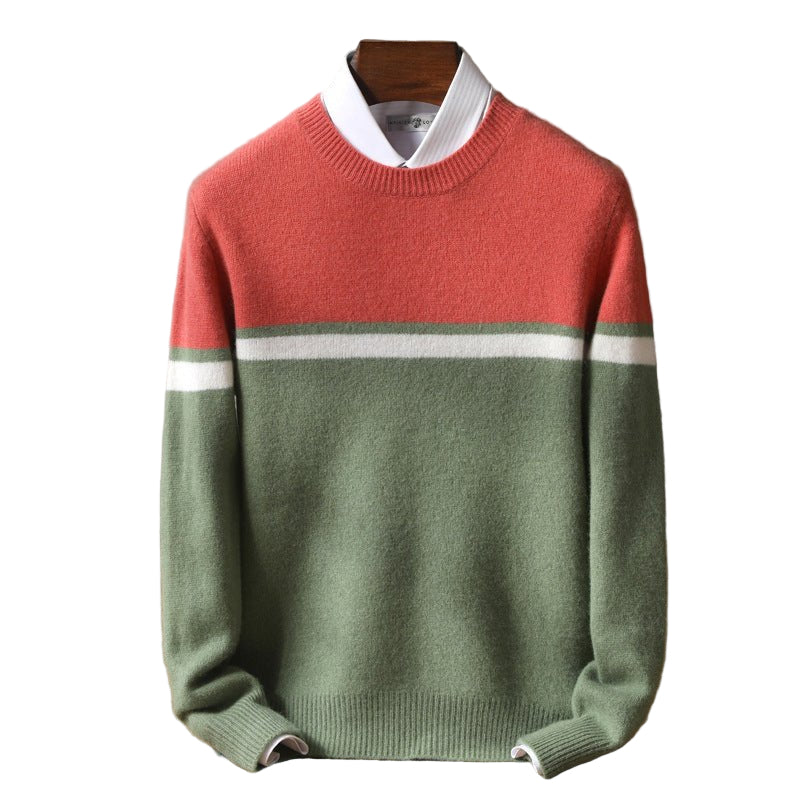 The Swindon Pull en maille color block pour homme – Pull à col rond doux
