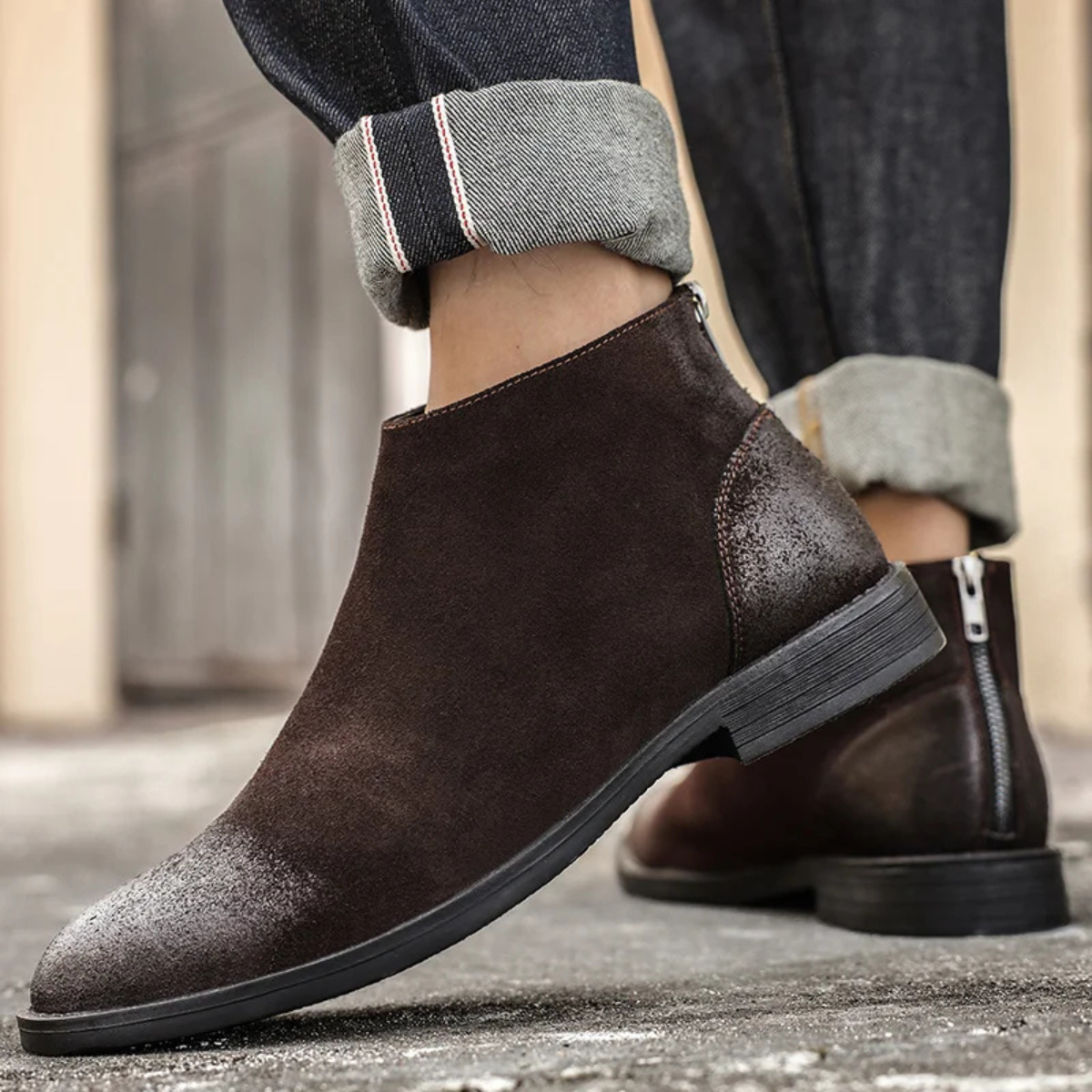 The Vicenza - Bottines en cuir suédé pour homme avec fermeture à glissière