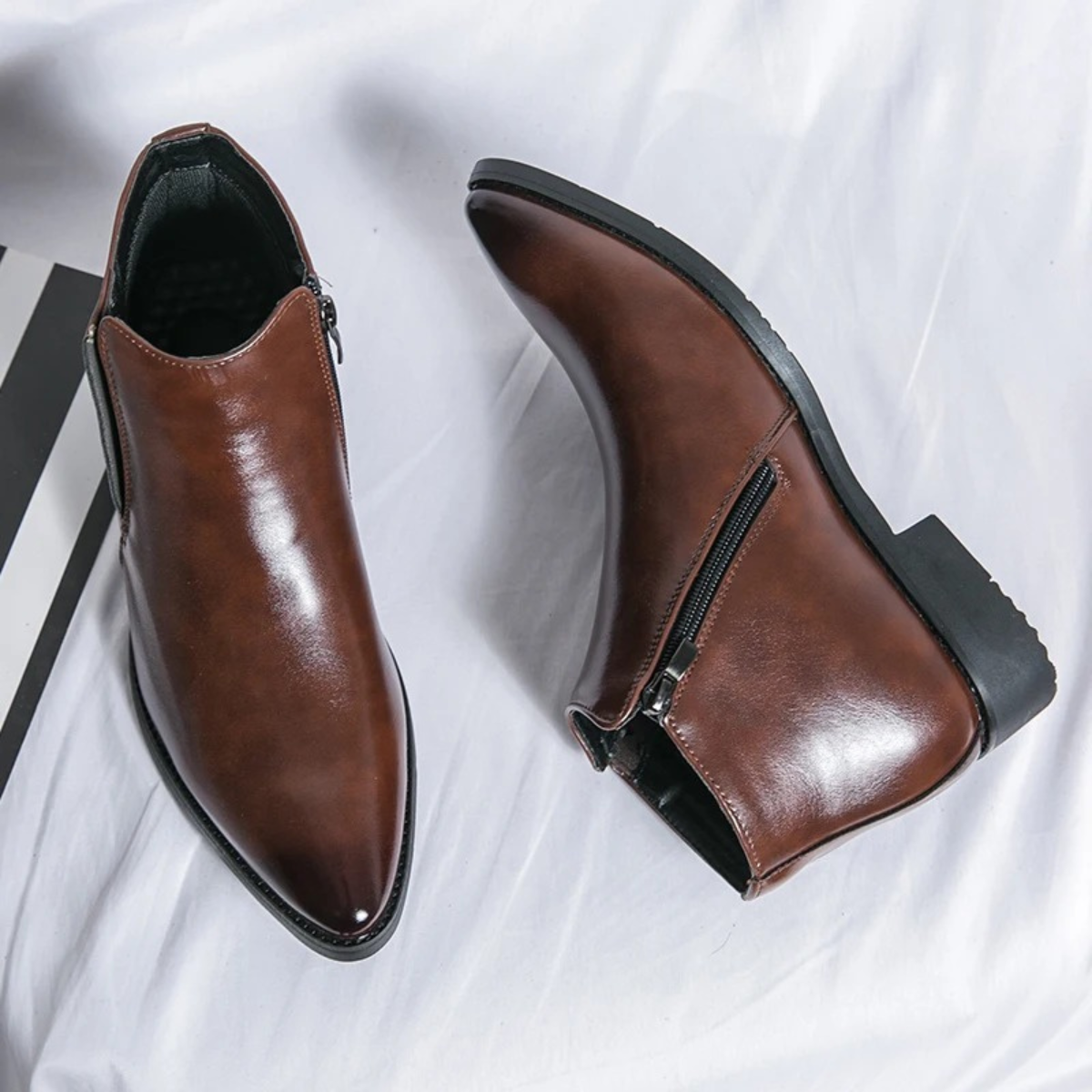 The Panarea - Bottes Chelsea Slip-On en Cuir Classiques pour Hommes