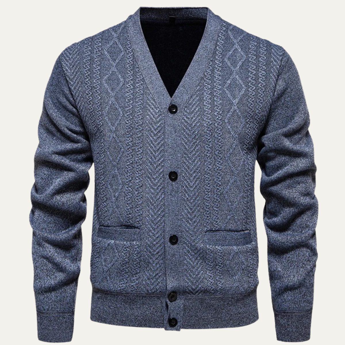 The Llangollen – Cardigan Boutonné à Motifs Homme