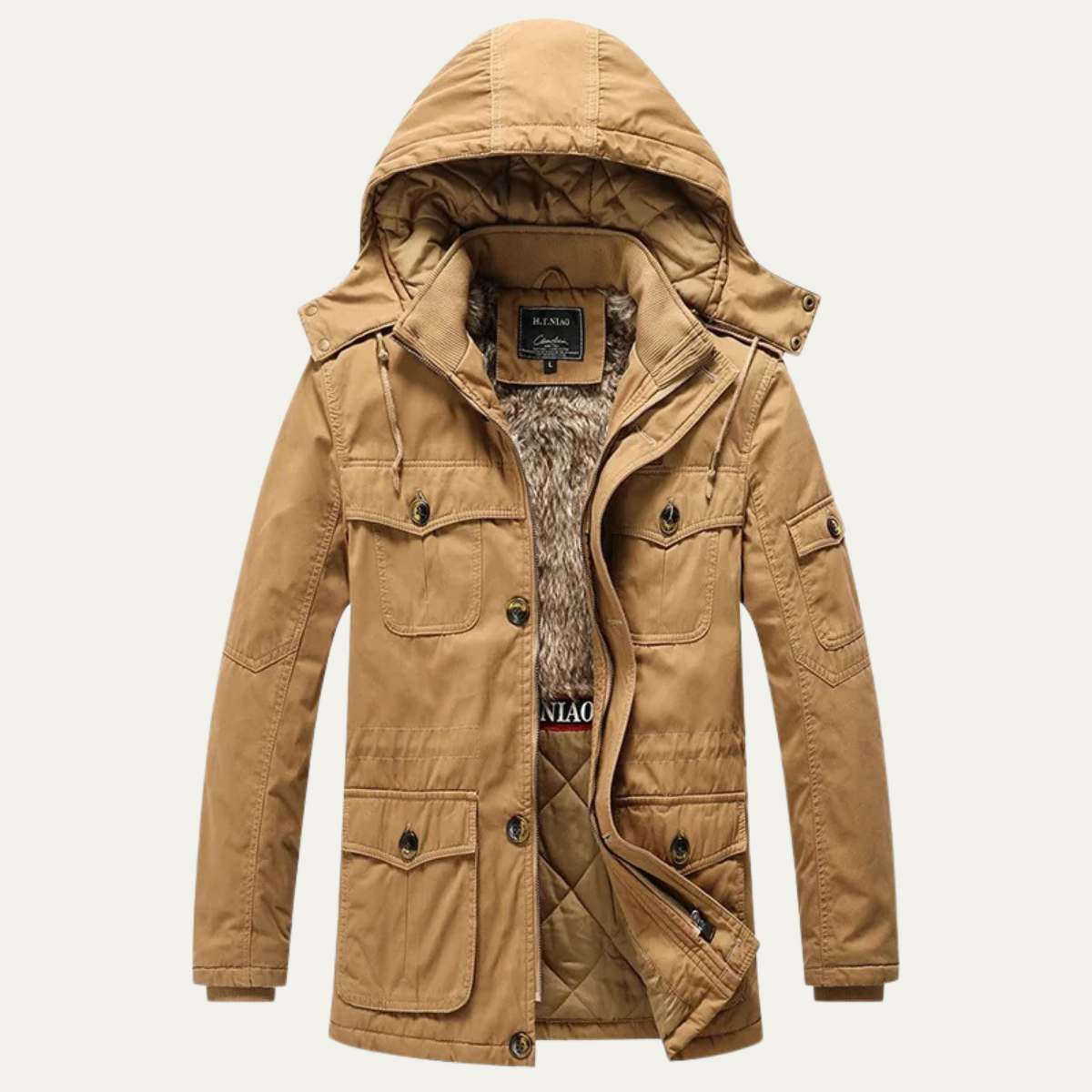 The Valpolicella - Parka d'hiver à capuche pour homme avec doublure en polaire