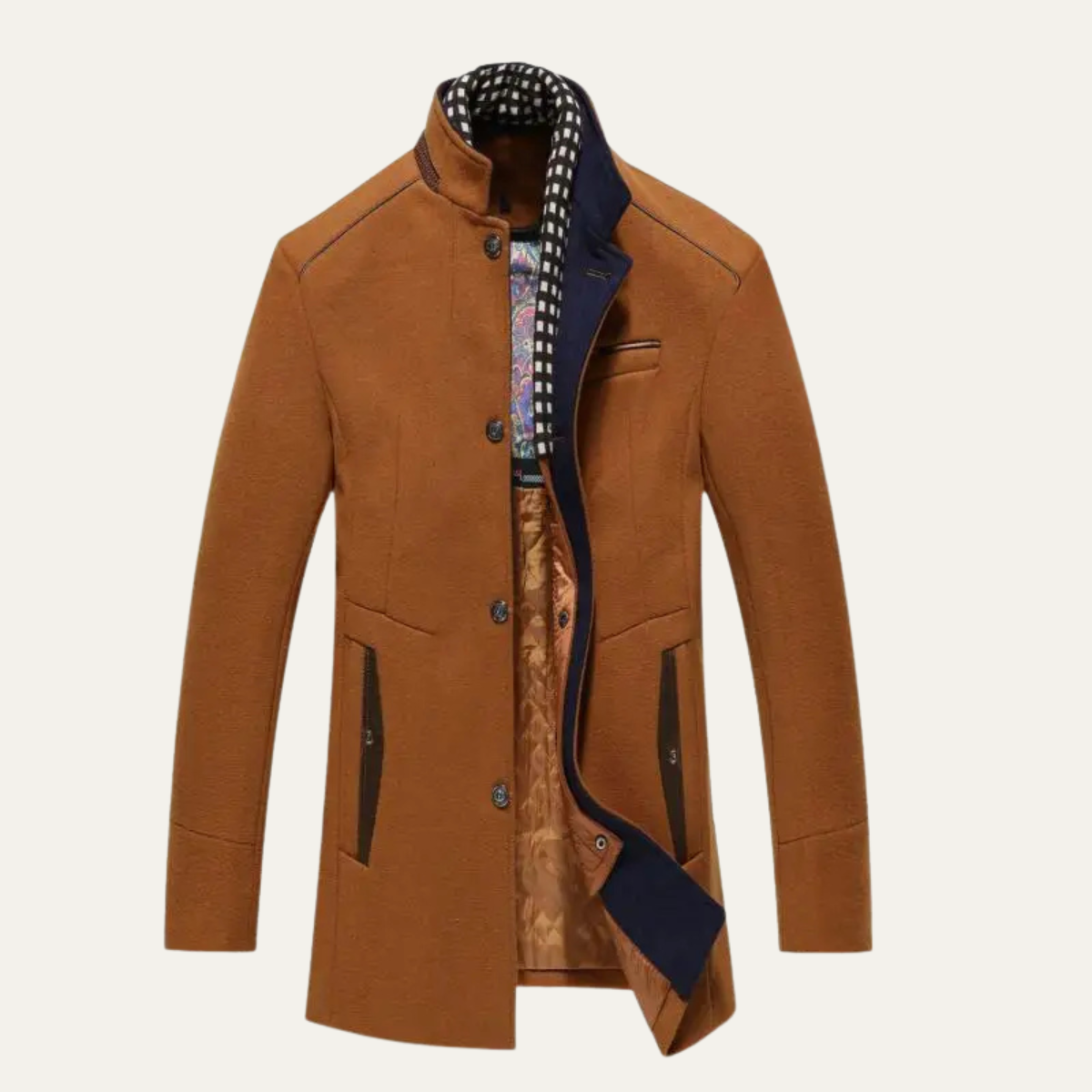 The Blenheim - Trench-coat en laine chic et décontracté pour homme avec col montant