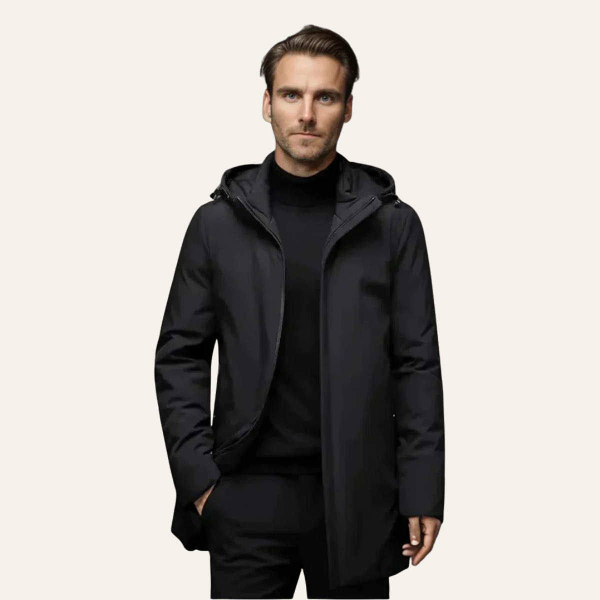 The Maybach - Manteau d'hiver imperméable pour homme avec capuche