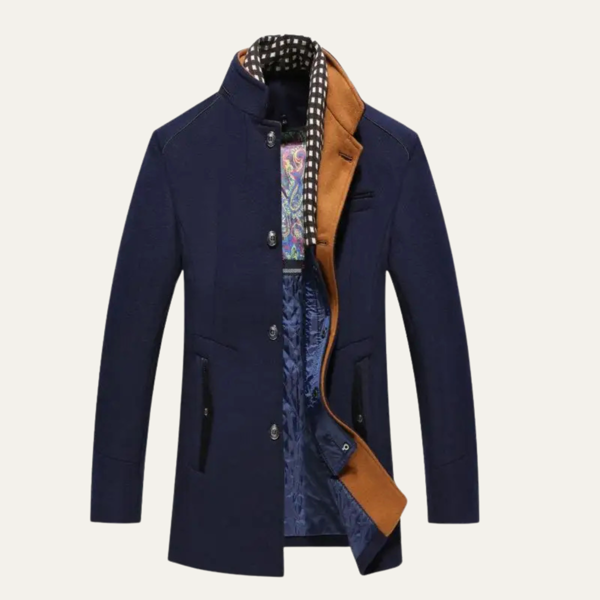 The Blenheim - Trench-coat en laine chic et décontracté pour homme avec col montant
