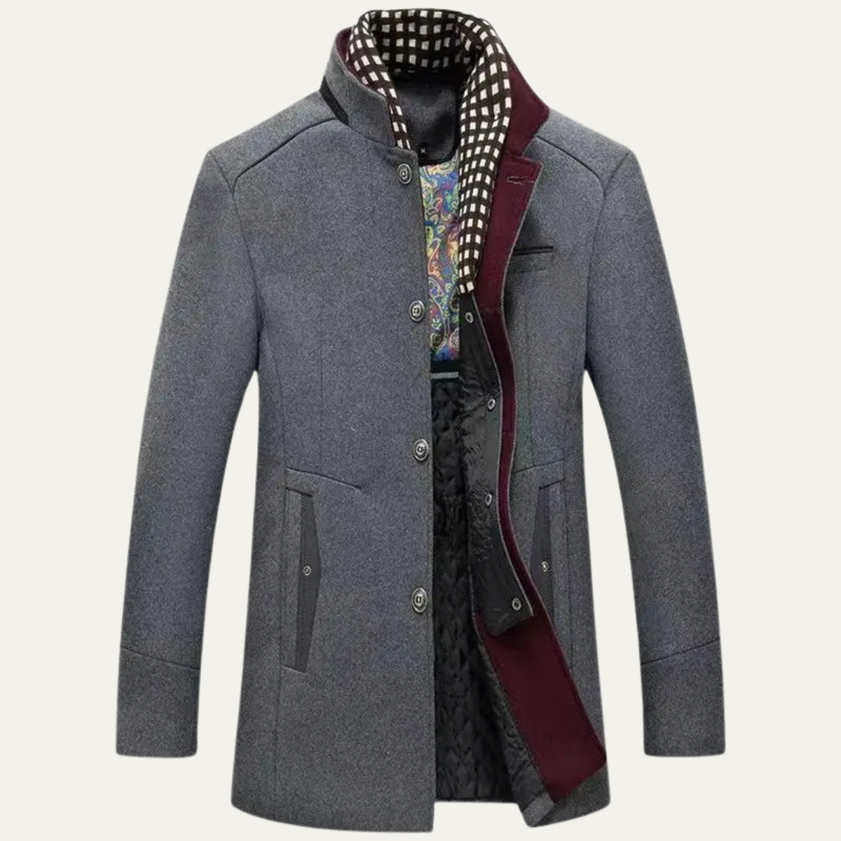 The Blenheim - Trench-coat en laine chic et décontracté pour homme avec col montant