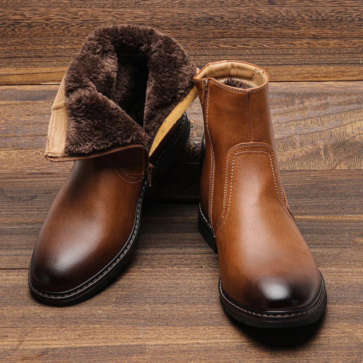 The Catanzaro Bottines en cuir pour hommes, doublure chaude en fourrure, pour l’hiver