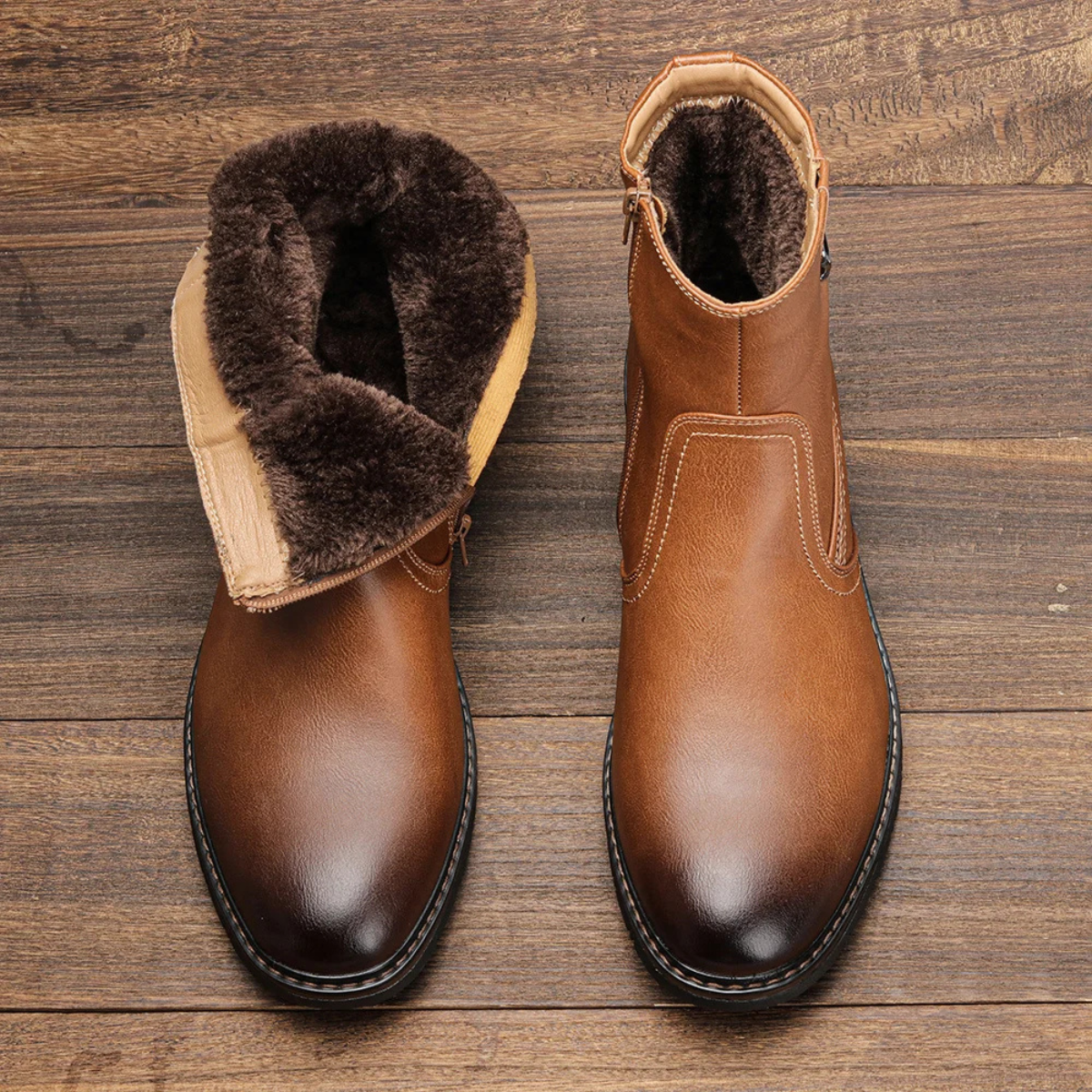 The Catanzaro Bottines en cuir pour hommes, doublure chaude en fourrure, pour l’hiver