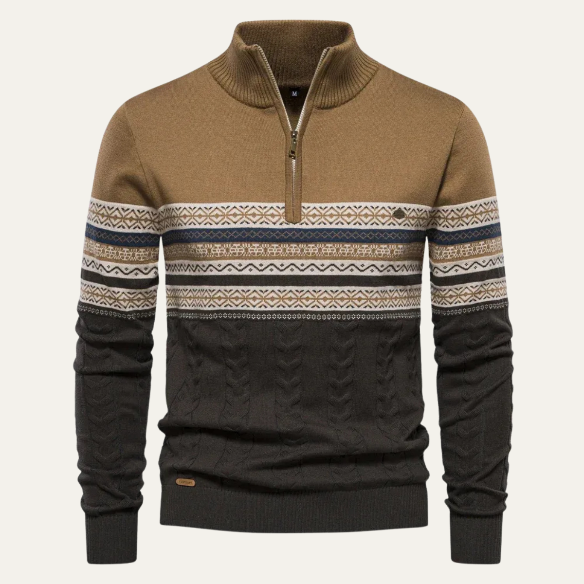 The Chatsworth - Pull à col zippé en coton tricoté Fair Isle pour homme
