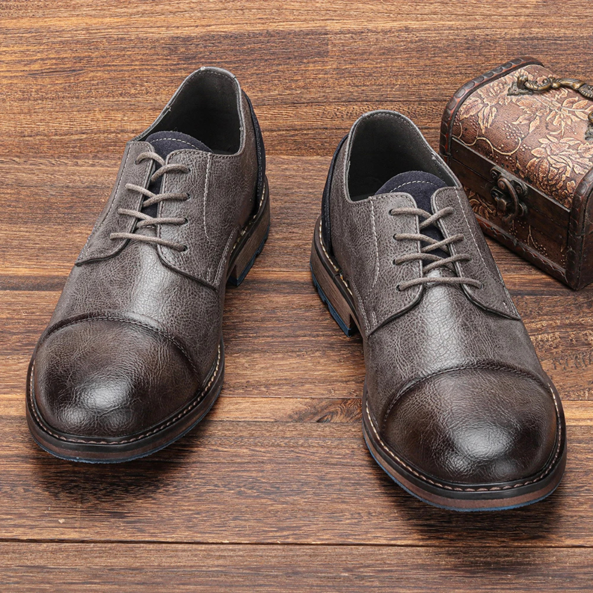 The Monferrato Chaussures Oxford en cuir à lacets rétro pour hommes