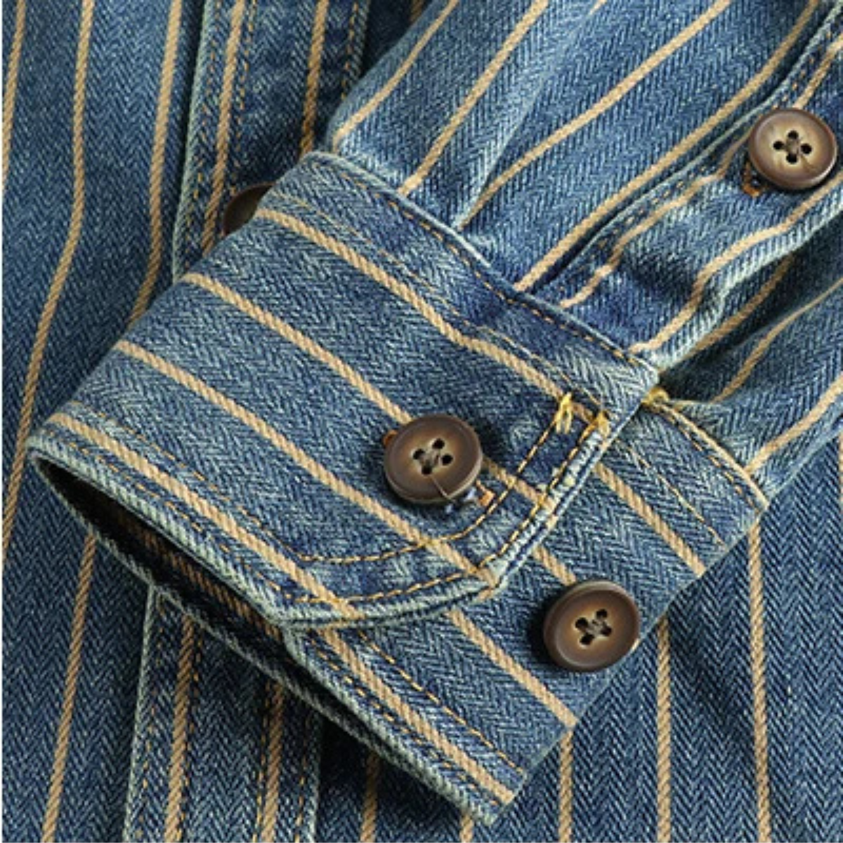 The Rivercrest - Chemise Rayée Décontractée Vintage en Coton Épais pour Hommes