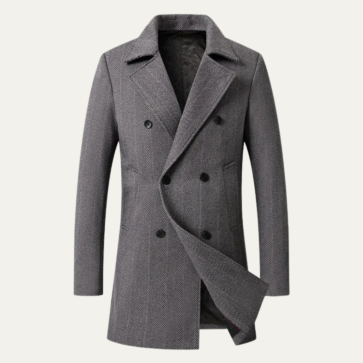 The Westhaven - Manteau vintage en laine mélangée à double boutonnage et motif à chevrons pour homme