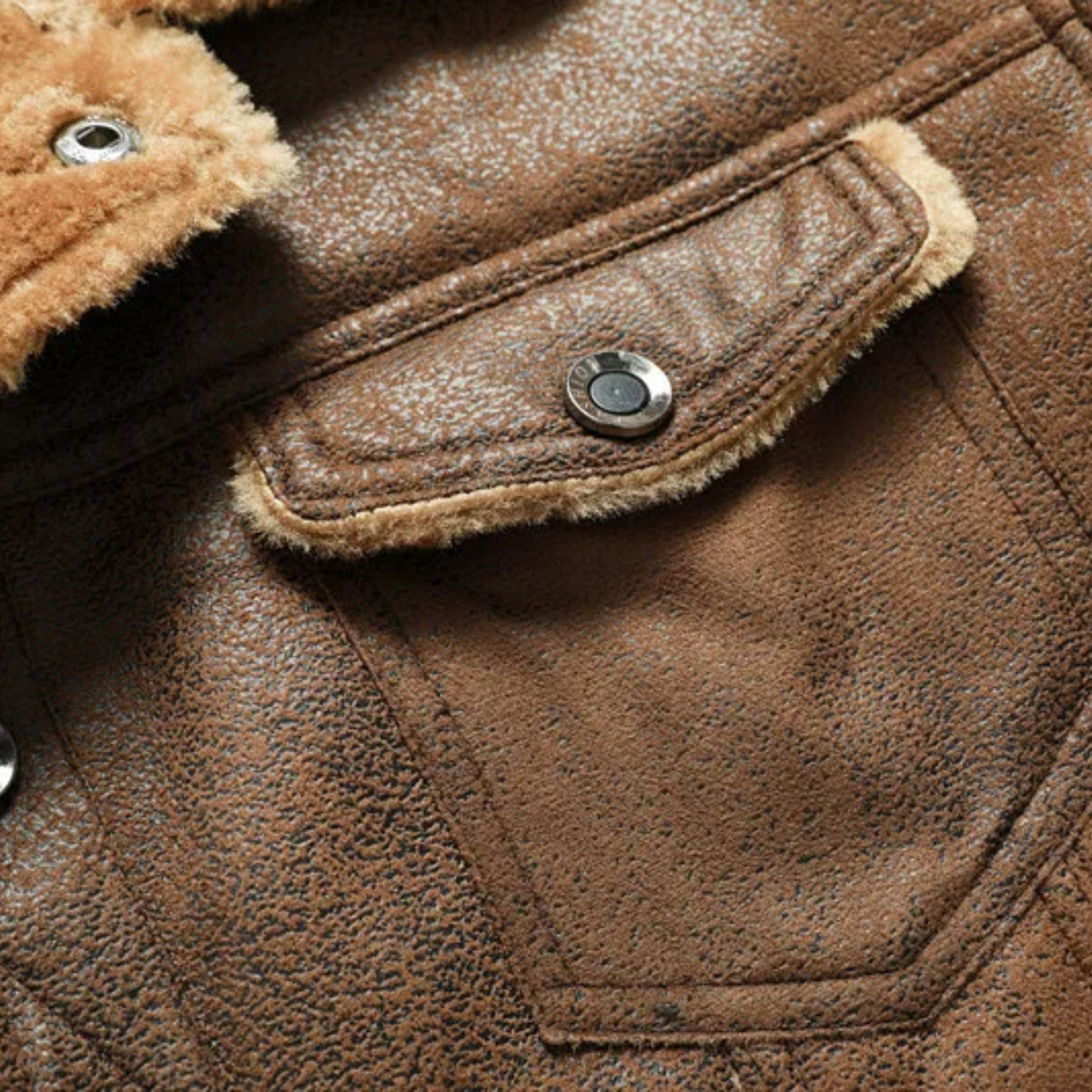 The Amelia - Veste Sherpa en Cuir Chaude et Décontractée pour Homme