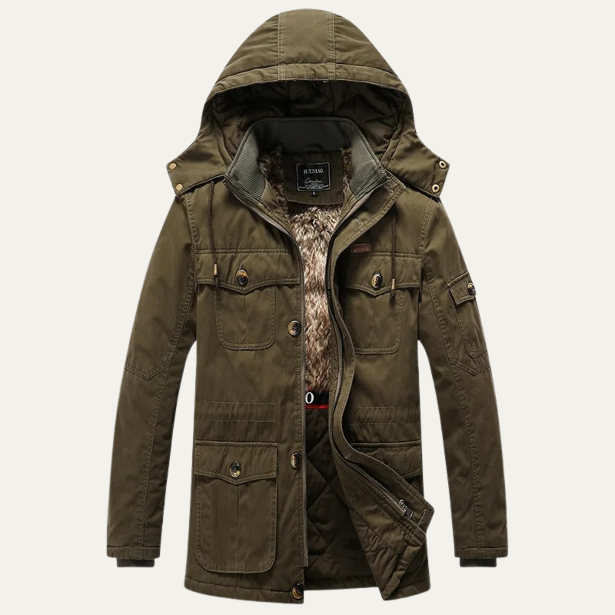 The Valpolicella - Parka d'hiver à capuche pour homme avec doublure en polaire