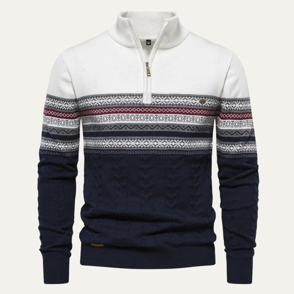 The Chatsworth - Pull à col zippé en coton tricoté Fair Isle pour homme