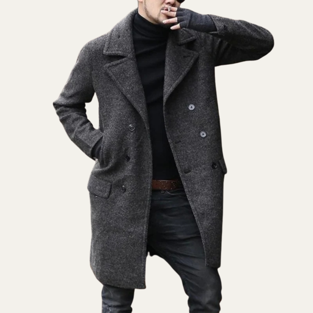 The Parkwood - Manteau d'hiver long en laine à double boutonnage pour homme