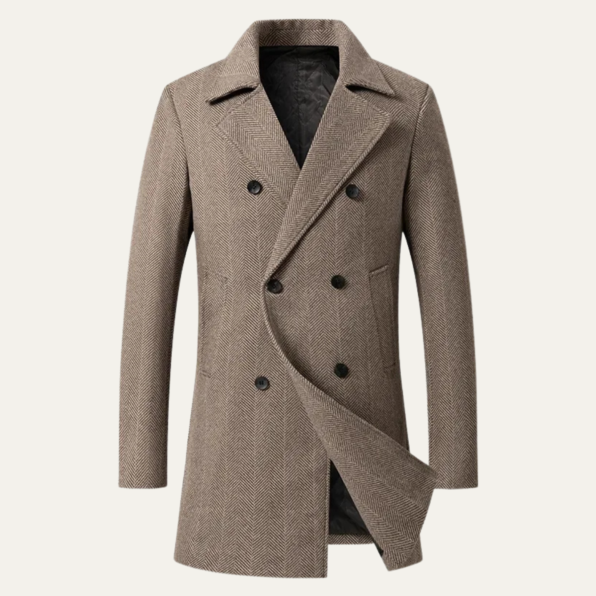 The Westhaven - Manteau vintage en laine mélangée à double boutonnage et motif à chevrons pour homme