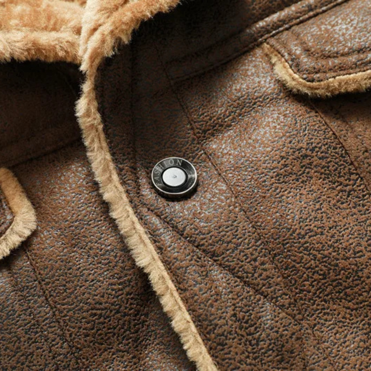 The Amelia - Veste Sherpa en Cuir Chaude et Décontractée pour Homme