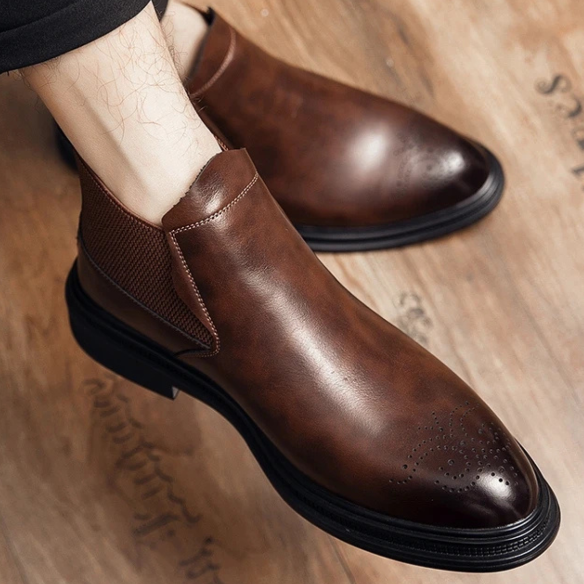 The Summerville - Bottines en cuir pour homme avec détails brogues - Style chic et décontracté