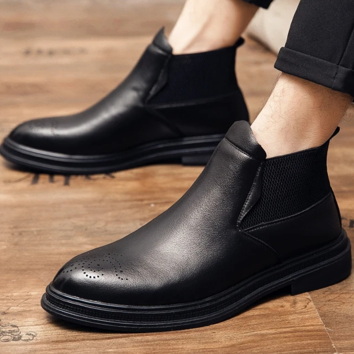 The Summerville - Bottines en cuir pour homme avec détails brogues - Style chic et décontracté