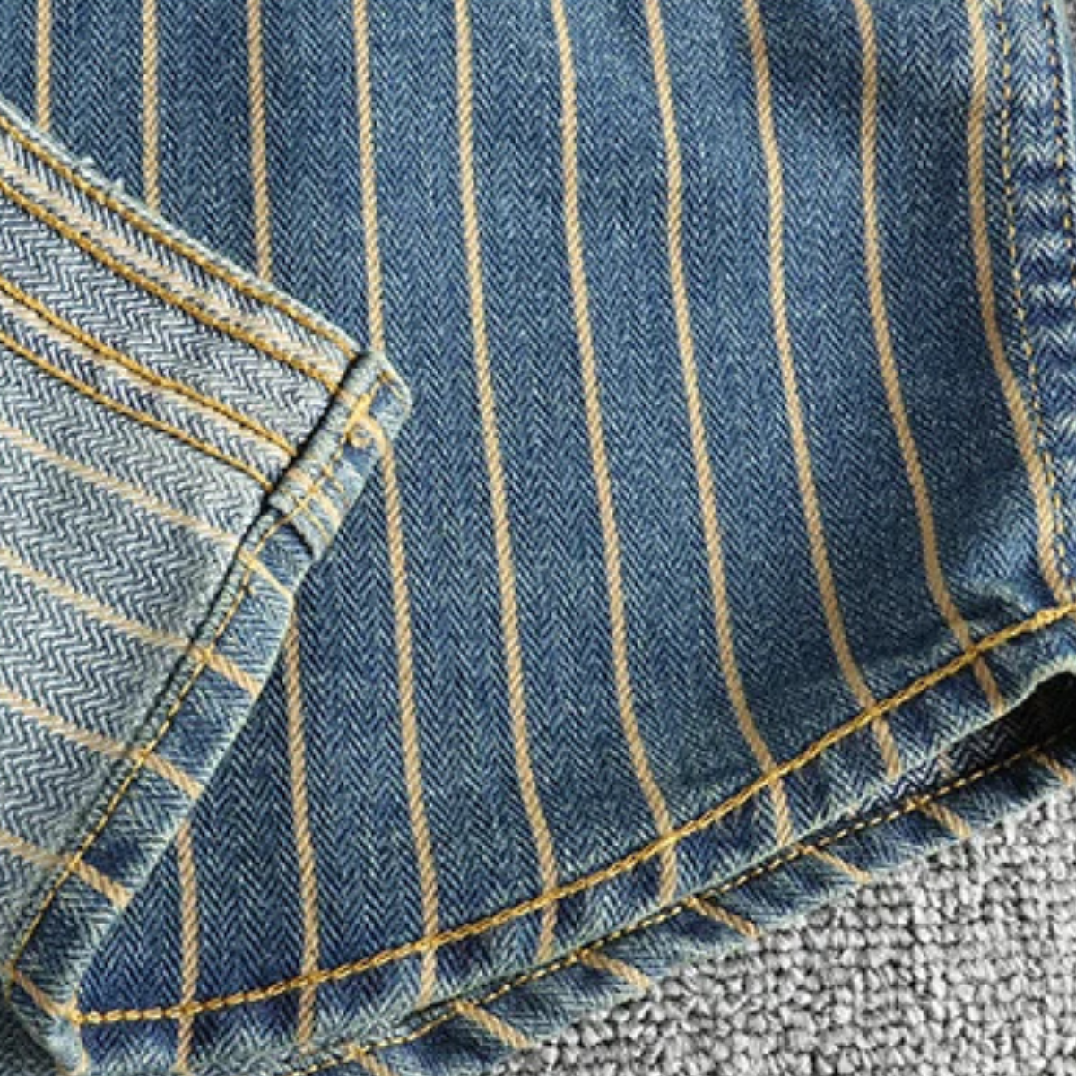 The Rivercrest - Chemise Rayée Décontractée Vintage en Coton Épais pour Hommes